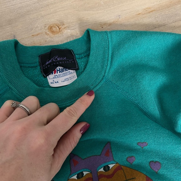 Vintage Laurel Burch feline friends made in USA 80s crewneck size medium - Picture 9 of 12
